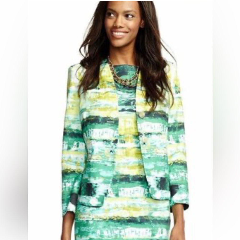 Lafayette 148 New York Lilith Blazer in Aquarium Green Sz 10